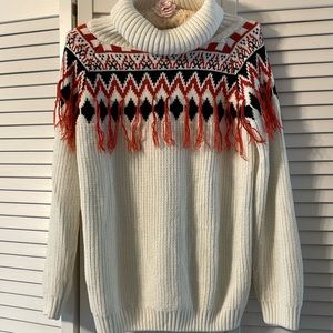 Ladies fringe cowl sweater